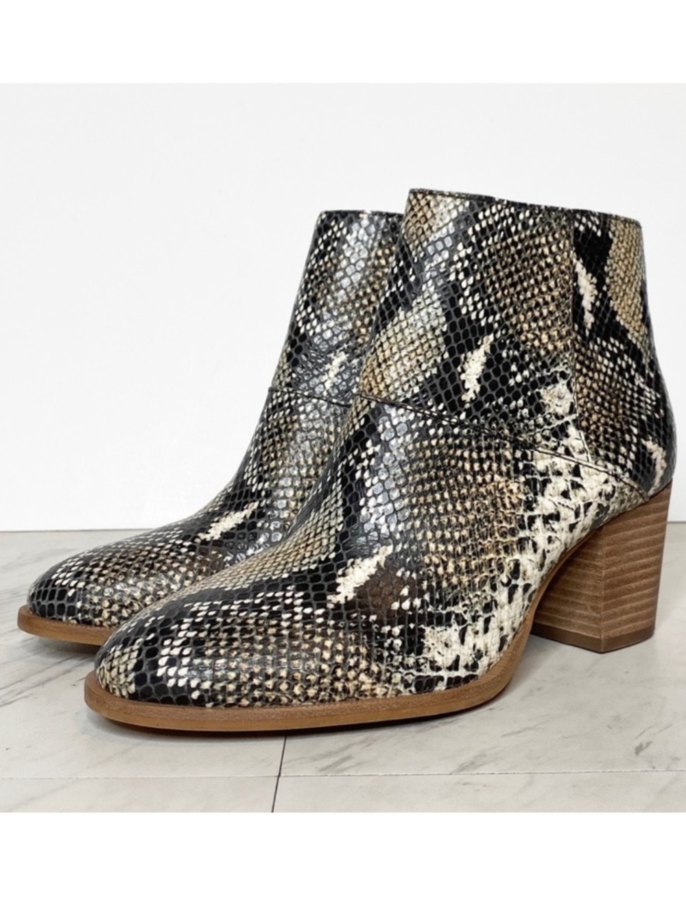Madewell Rosie Snakeskin Print Heeled Booties 6